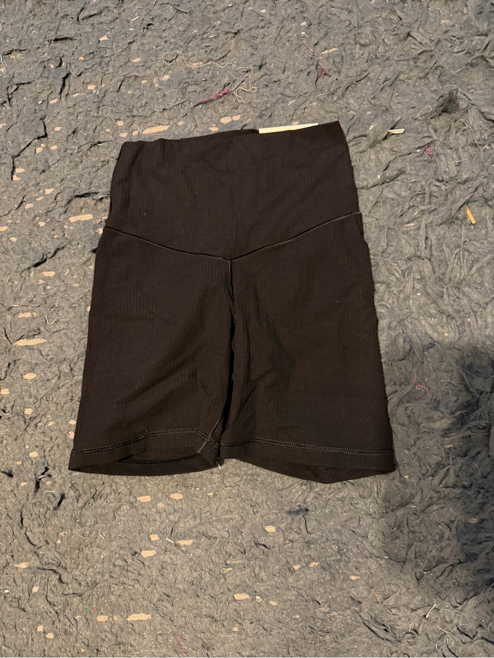 High-Rise Black Ribbed Athletic Bike Shorts